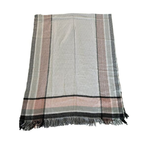 Express Gray and Pink Striped Reversible Chevron Pattern Blanket Scarf NWT - Picture 2 of 8